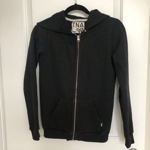 TNA/ARITZIA dark grey zip-up